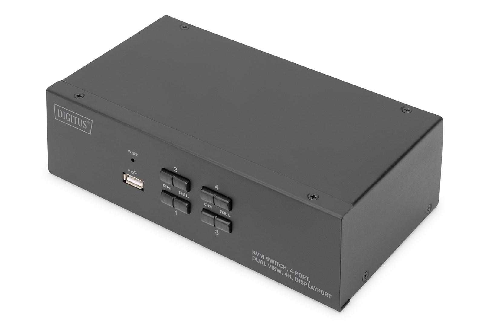 KVM-switch DIGITUS 4 porte, 4K 60 Hz, 8× DisplayPort ind billede