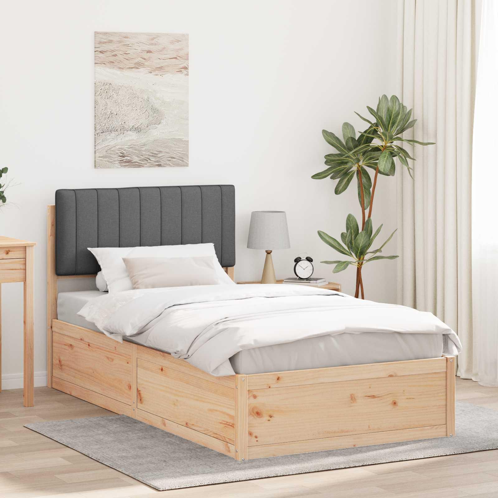 Sengestel med Polstret Hovedgavl MÃ¸rkegrÃ¥ 100 x 200 cm