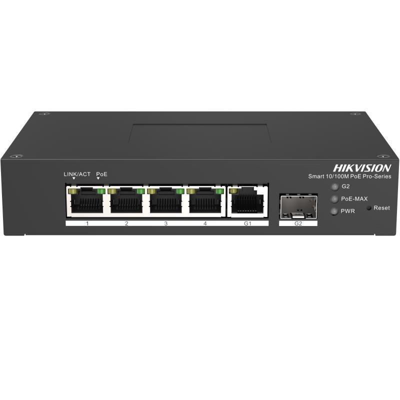 Netværksswitch Hikvision DS-3T1306P-SI/HS – Managed L2 Fast Ethernet med PoE, sort