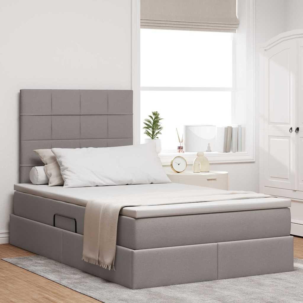 Seng Med Opbevaring Og Madras Polyester - Gråbrun / 120 x 200 cm / Block med firkanter