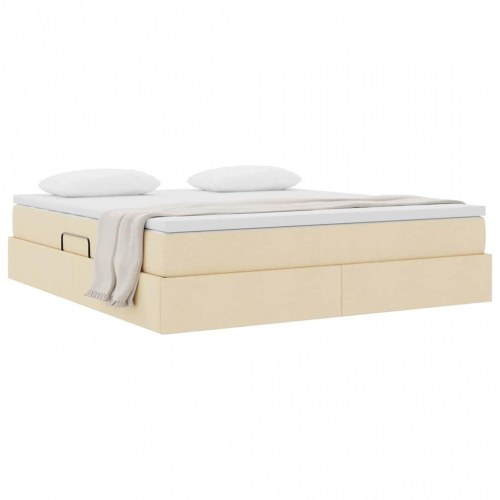 Seng med opbevaring og madras Creme 160 x 200 cm Polyester
