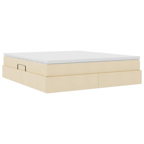Seng med opbevaring og madras Creme 160 x 200 cm Polyester
