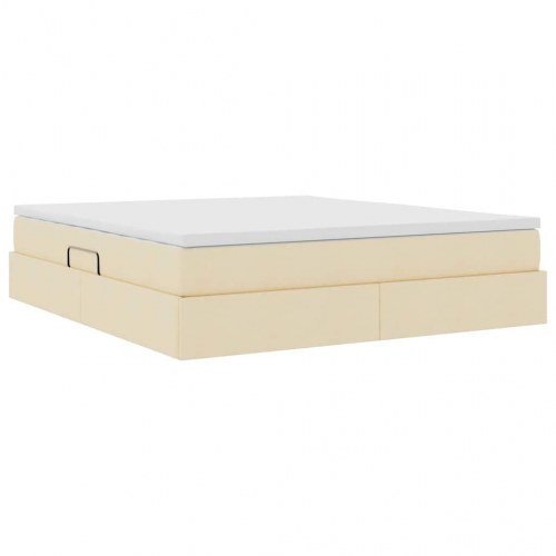 Seng med opbevaring og madras Creme 160 x 200 cm Polyester