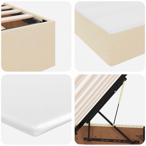 Seng med opbevaring og madras Creme 160 x 200 cm Polyester