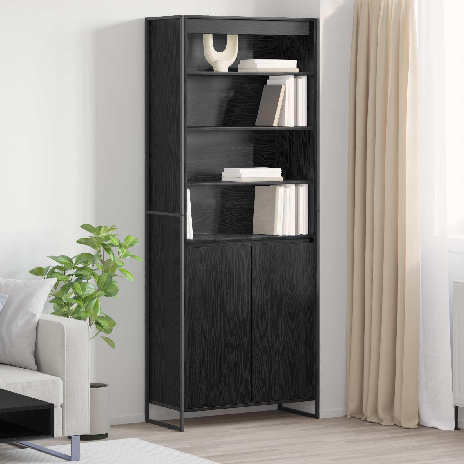 Høje Skabe 2 stk Sort eg 60 x 36 x 300 cm Konstrueret træ