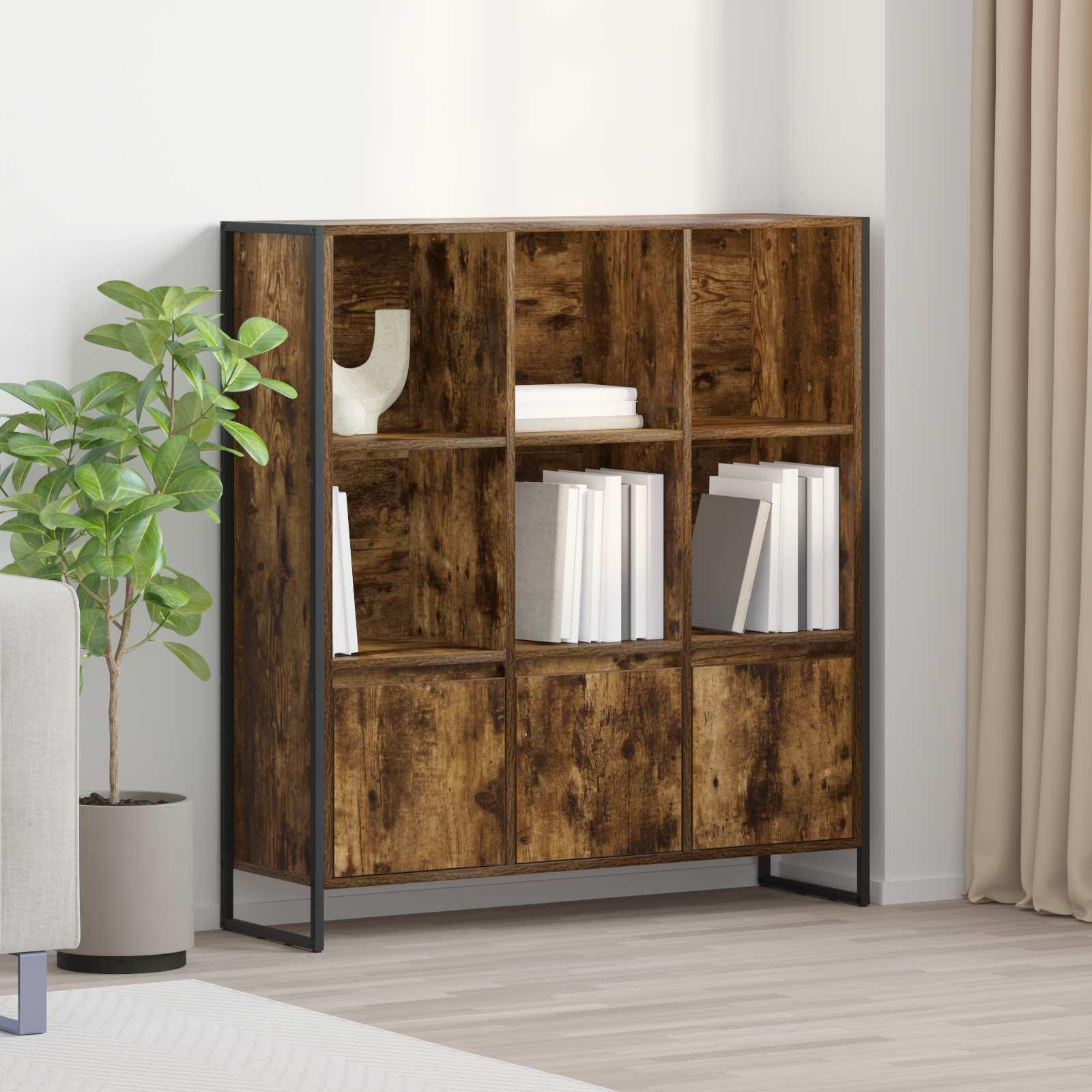 Bogskab 2 stk Røget Eg 99,5 x 30 x 108,5 cm Konstrueret træ