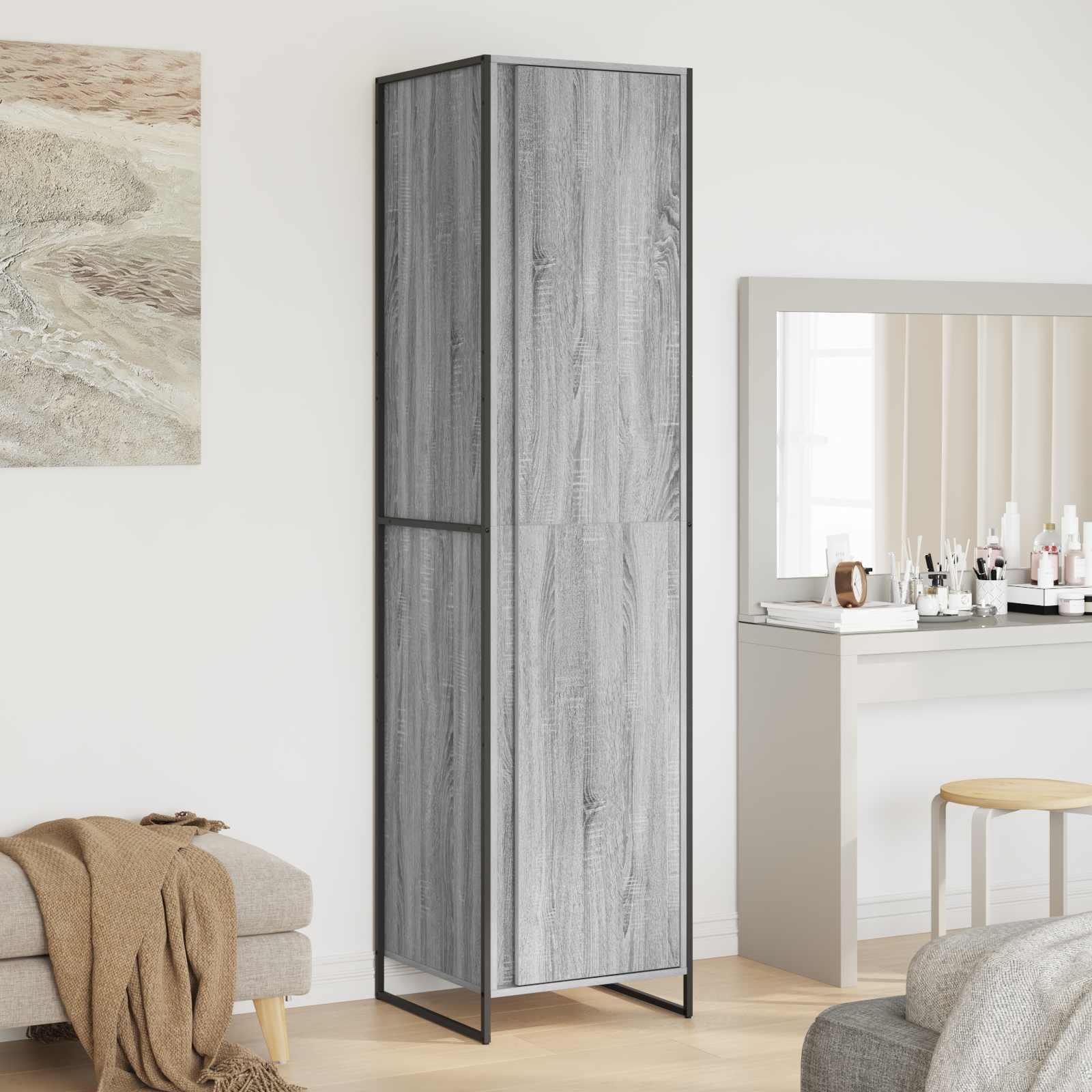 Warderobe 2 stk Grå Sonoma 50 x 50 x 200 cm Konstrueret træ