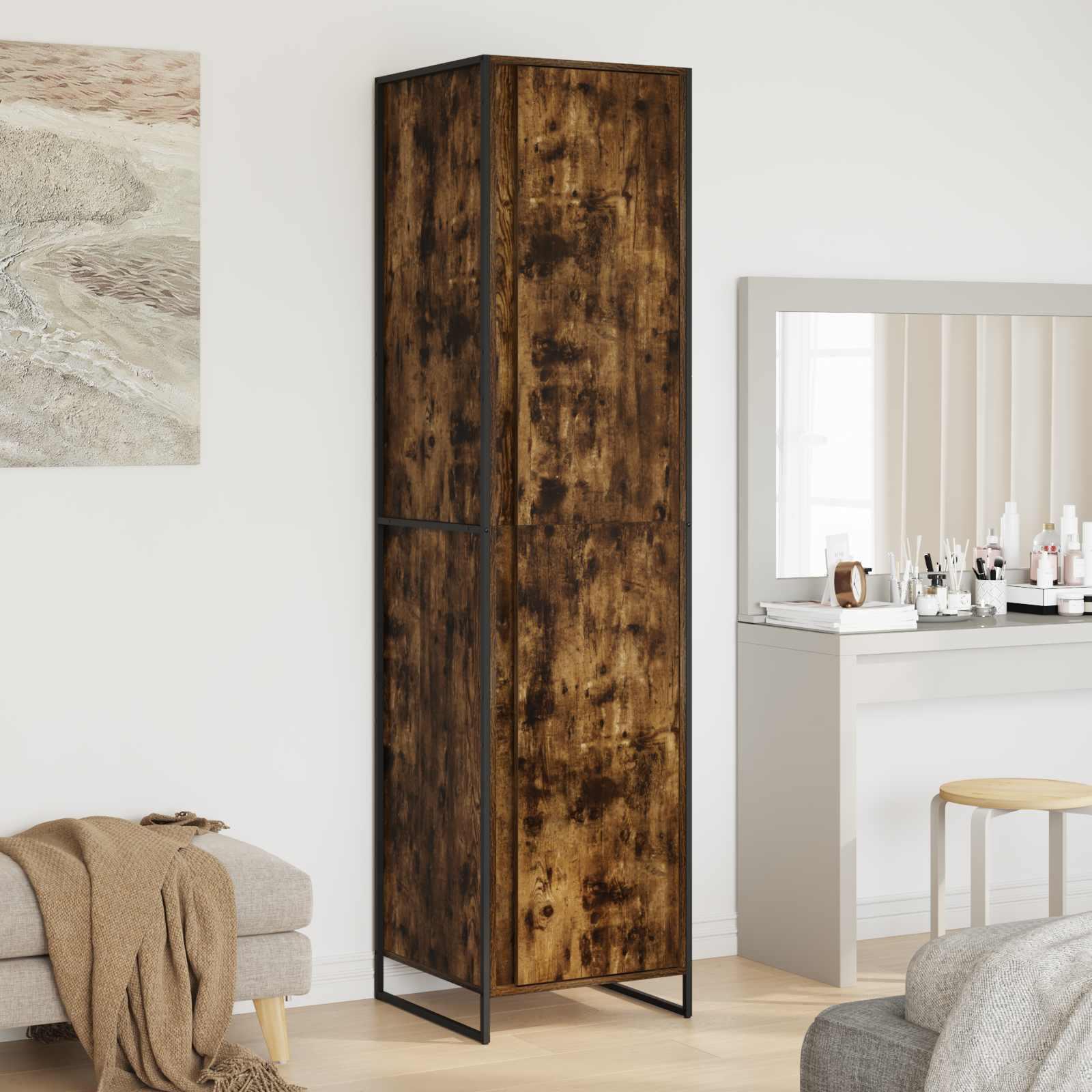 Warderobe 2 stk Røget Eg 50 x 50 x 200 cm Konstrueret træ