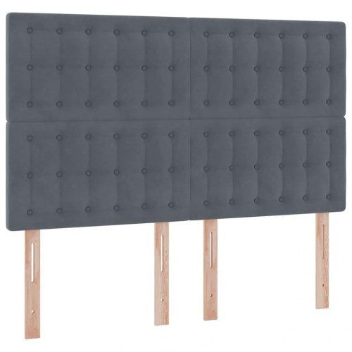 Seng med opbevaring og madras - mørkegrå fløjl 140 x 190 cm med LED