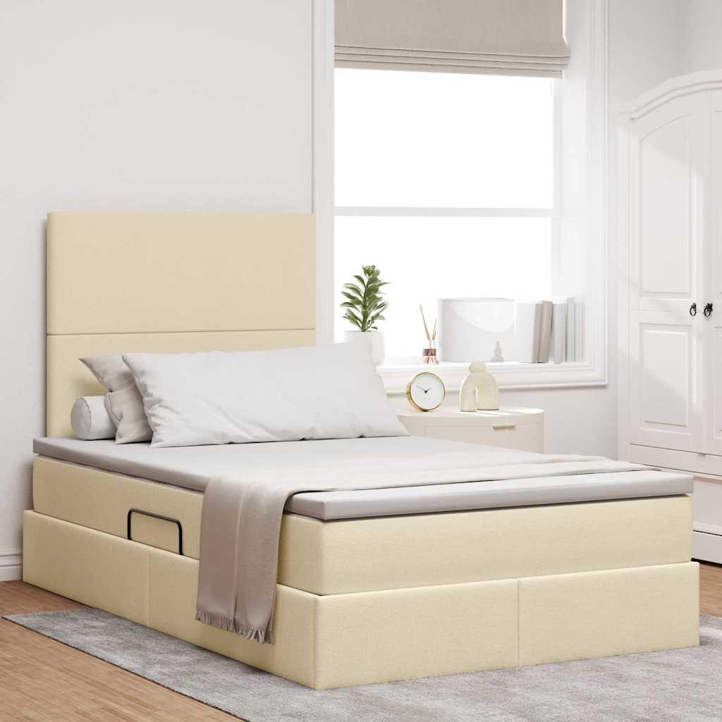 Seng Med Opbevaring Og Madras Polyester - Creme / 120 x 200 cm / Med ensartet mønster