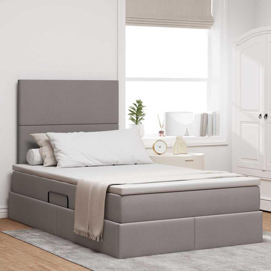 Seng Med Opbevaring Og Madras Polyester - Gråbrun / 120 x 200 cm / Med ensartet mønster