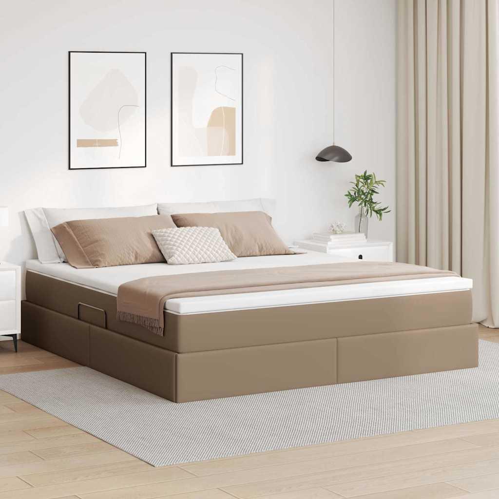 Seng med opbevaring og madras Cappuccino 160 x 200 cm