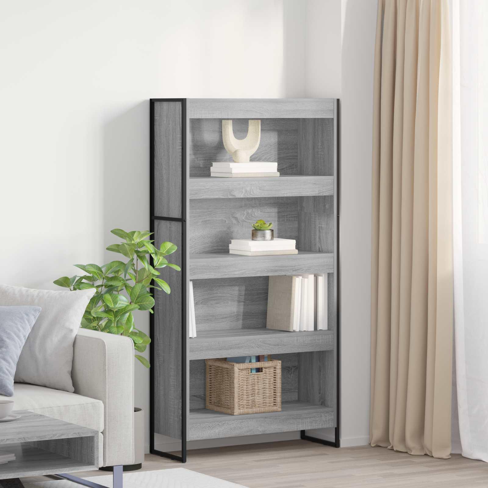 Bogskab 2 pcs Grå Sonoma 80 x 30 x 155 cm Konstrueret træ
