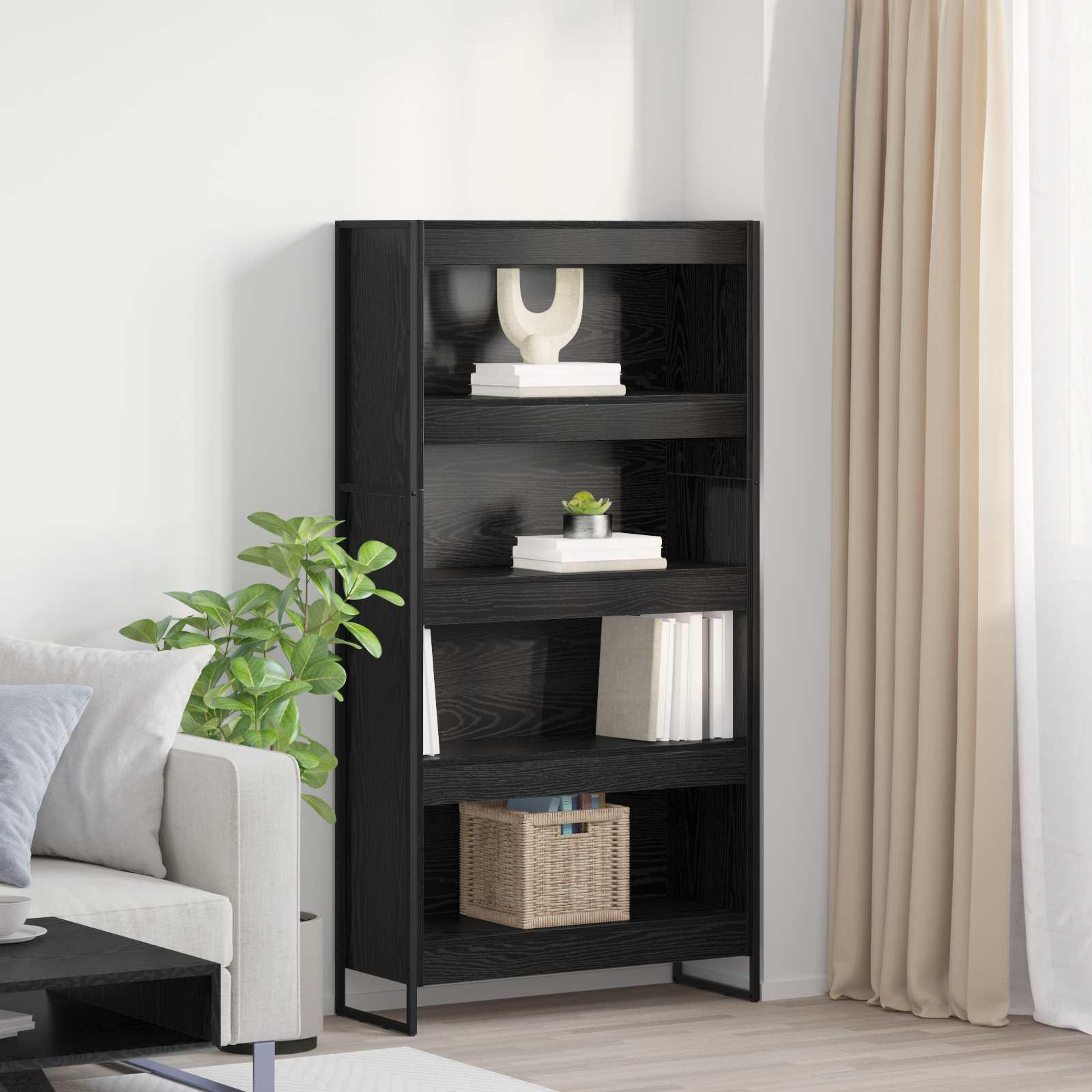 Bogskab 2 pcs Sort eg 80 x 30 x 155 cm Konstrueret træ