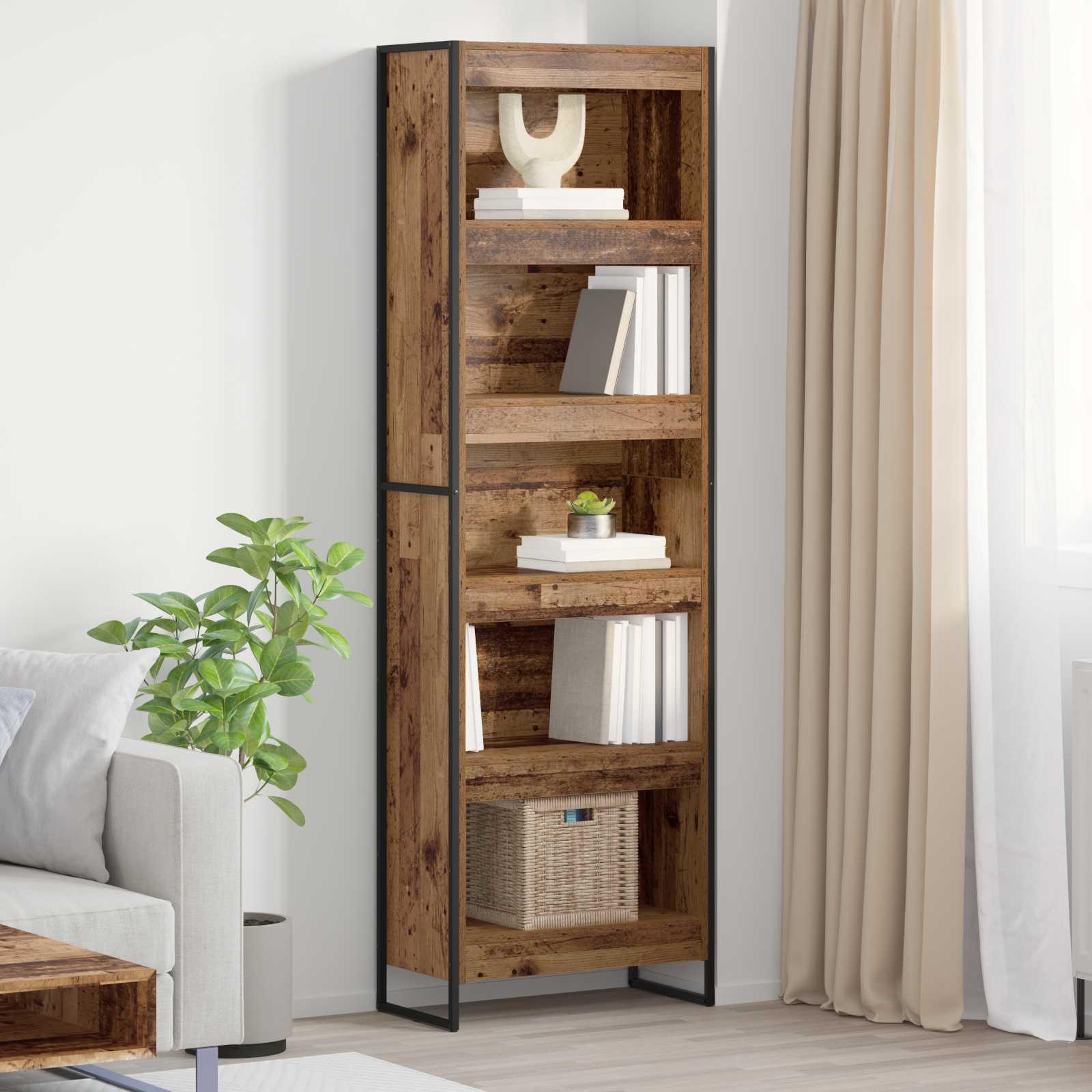 Bogskab 2 pcs Gammelt træ 60 x 30 x 189,5 cm Konstrueret træ