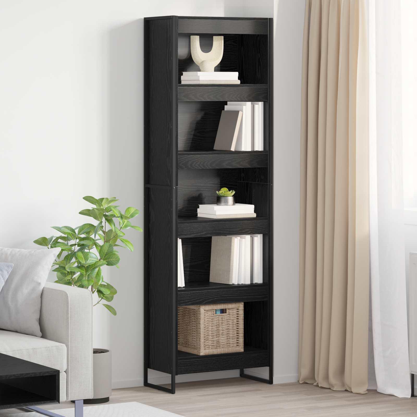 Bogskab 2 pcs Sort eg 60 x 30 x 189,5 cm Konstrueret træ
