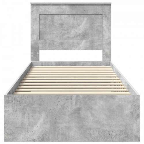 Opbevaringsseng i konstrueret træ 75 x 190 cm - beton grå og sølv