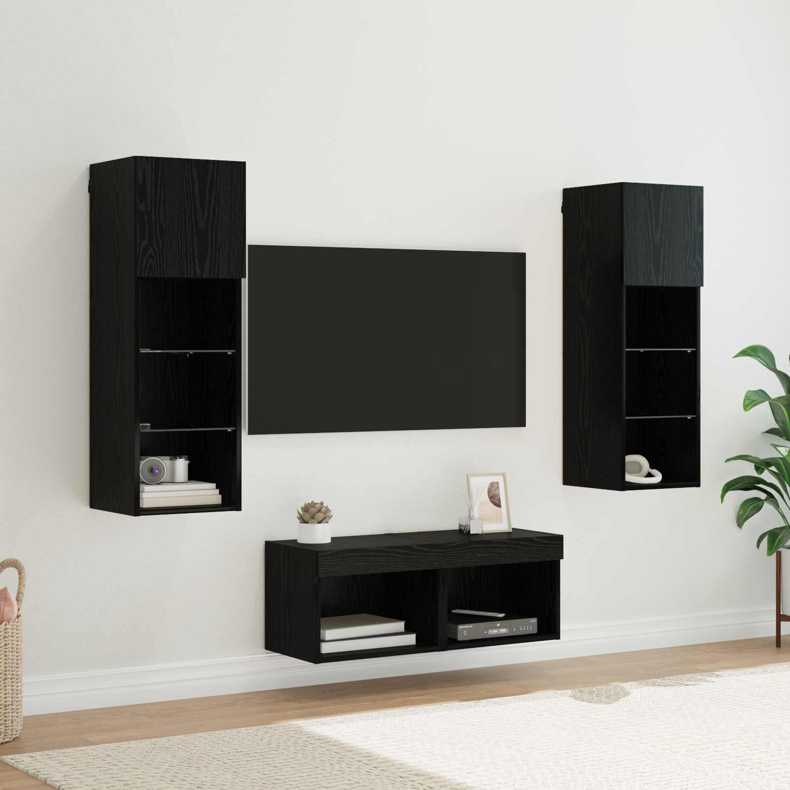 TV Væghylder 4 stk Sort eg 40 x 30 x 30 cm Konstrueret træ