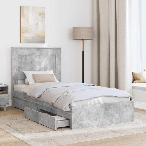 Sengestel med skuffe Beton Grå 100 x 200 cm Konstrueret træ