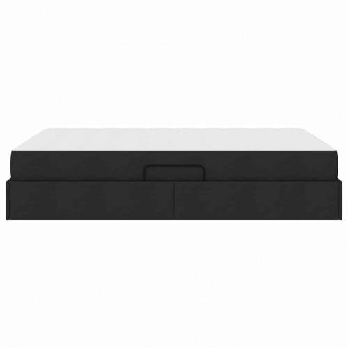 Seng med opbevaring og madras Sort 140 x 200 cm Polyester