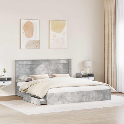 Sengestel med skuffe Beton Grå 180 x 200 cm Konstrueret træ