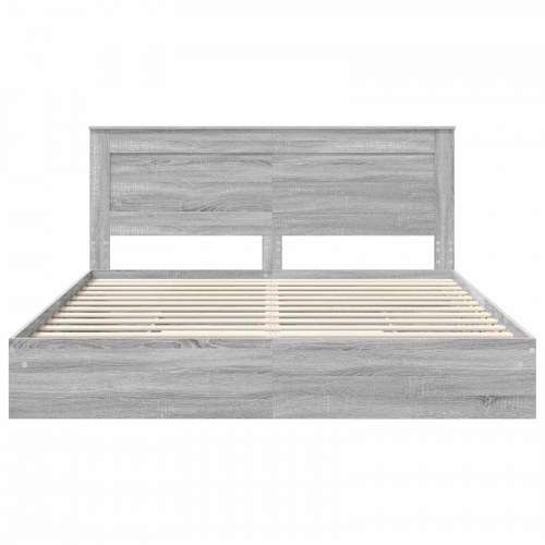 Opbevaringsseng 200 x 200 cm - grå sonoma, konstrueret træ