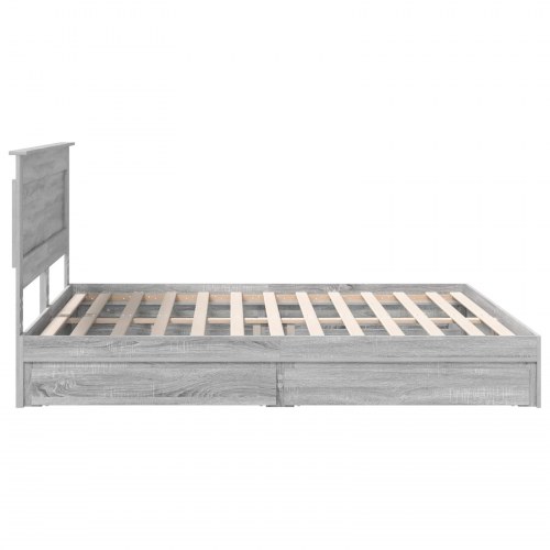 Opbevaringsseng 200 x 200 cm - grå sonoma, konstrueret træ