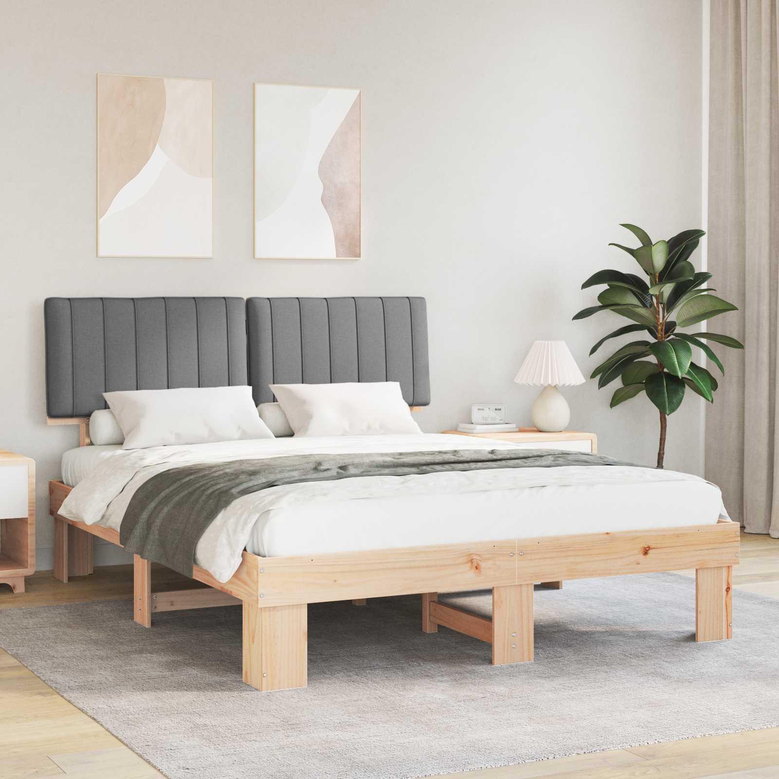 Sengestel med Polstret Hovedgavl Lysegrå 150 x 200 cm