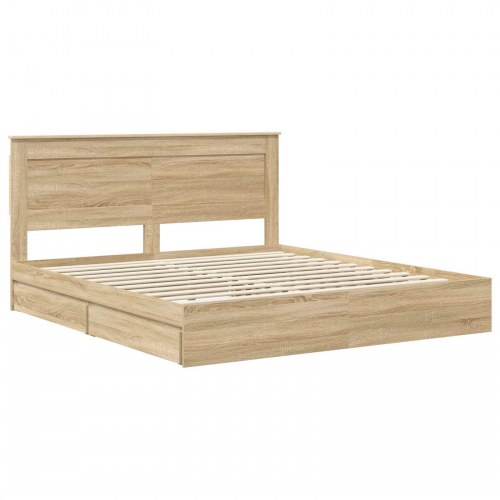 Sengestel med skuffe Sonoma eg 200 x 200 cm Konstrueret træ