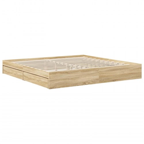 Sengestel med skuffe Sonoma eg 200 x 200 cm Konstrueret træ