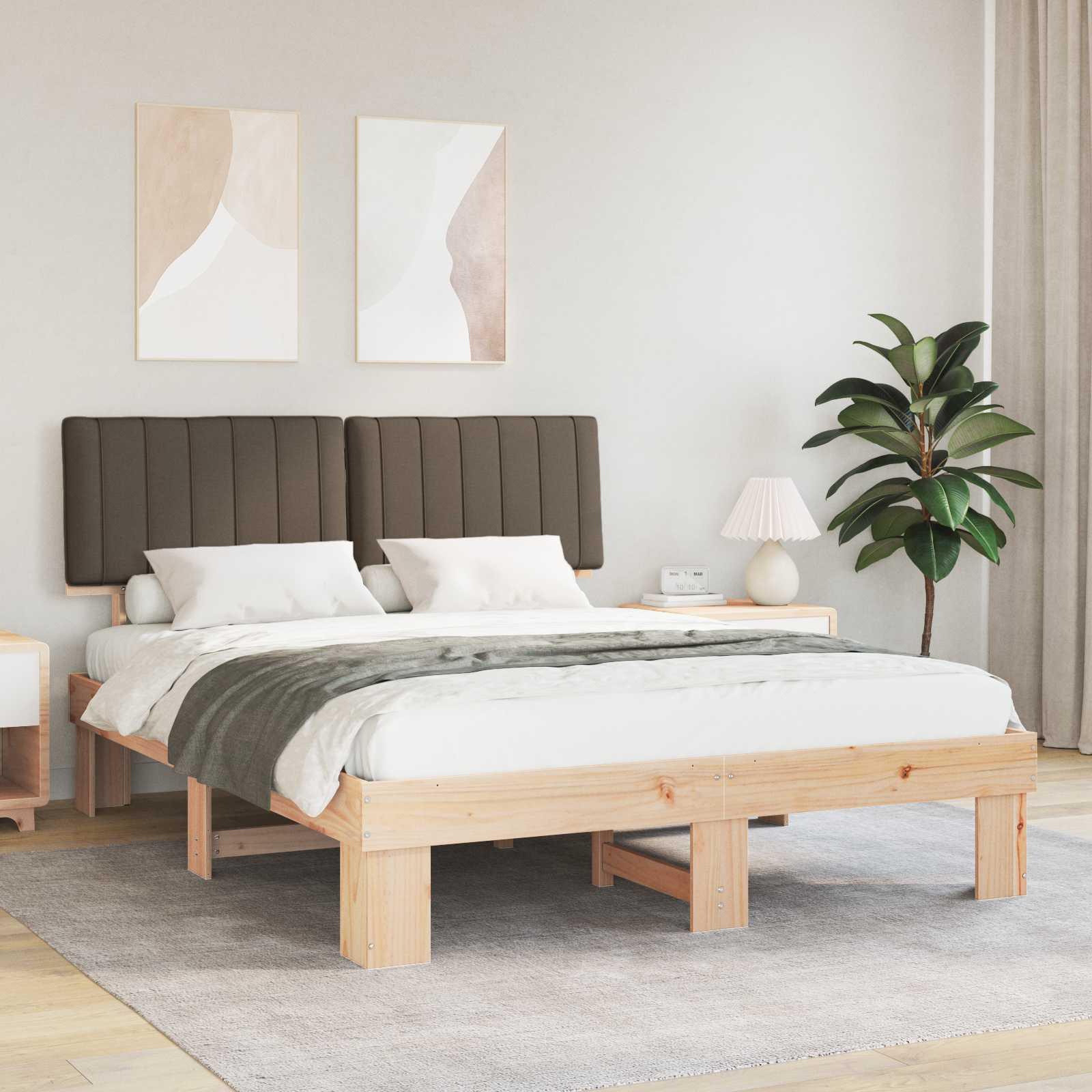 Sengestel med Polstret Hovedgavl Gråbrun 160 x 200 cm