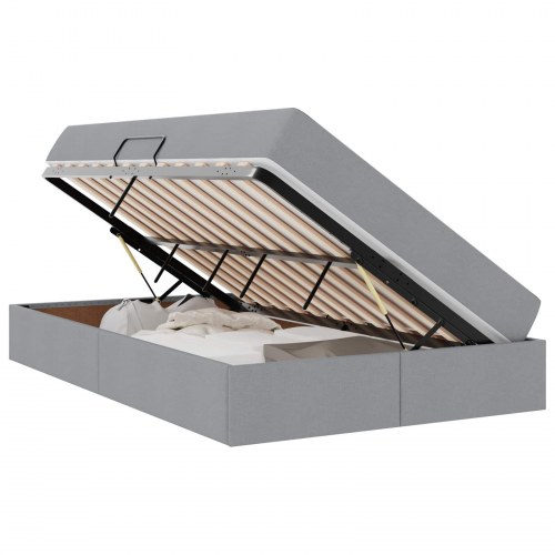 Seng med opbevaring og madras Lysegrå 120 x 200 cm Polyester