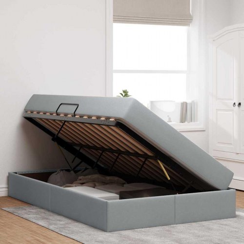 Seng med opbevaring og madras Lysegrå 120 x 200 cm Polyester