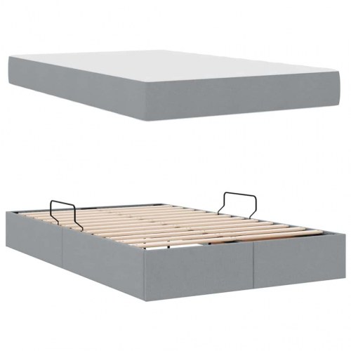 Seng med opbevaring og madras Lysegrå 120 x 200 cm Polyester