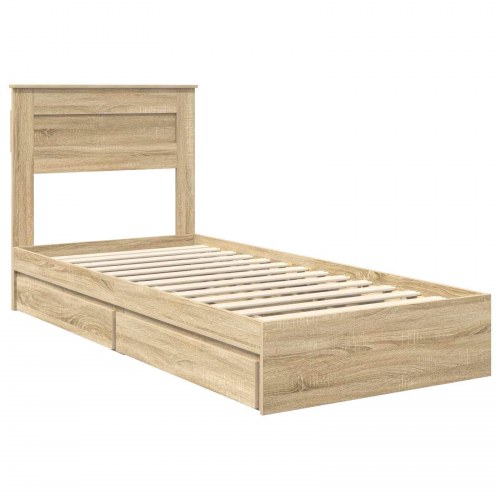 Opbevaringssengestel i Sonoma eg 75 x 190 cm