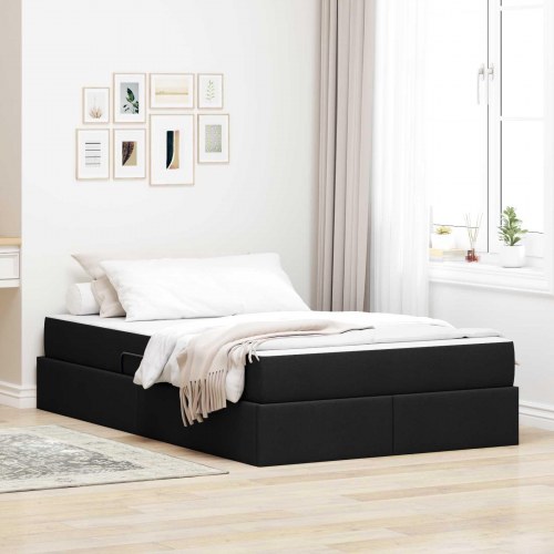 Seng med opbevaring og madras Sort 120 x 190 cm Polyester