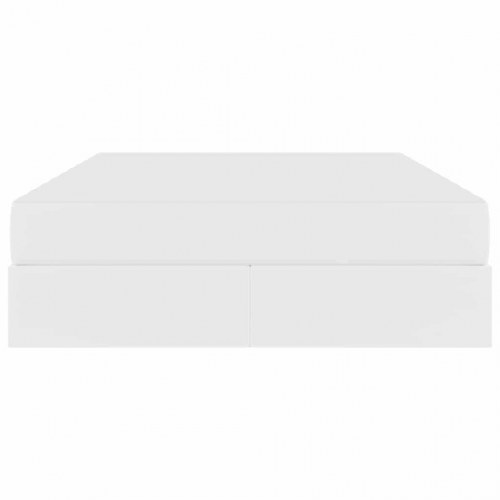 Seng med opbevaring og madras med madras 2 stk Hvid Læder