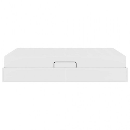Seng med opbevaring og madras med madras 2 stk Hvid Læder