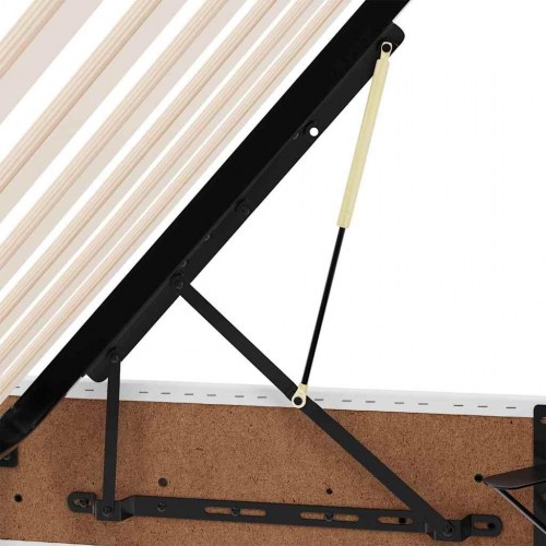 Seng med opbevaring og madras med madras 2 stk Hvid Læder