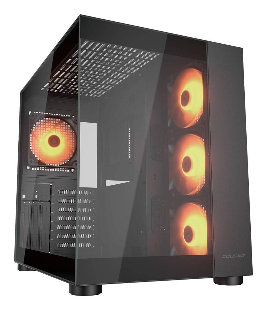 PC kabinet Midi Tower – COUGAR 385KA10.0001, sort med hærdet glas