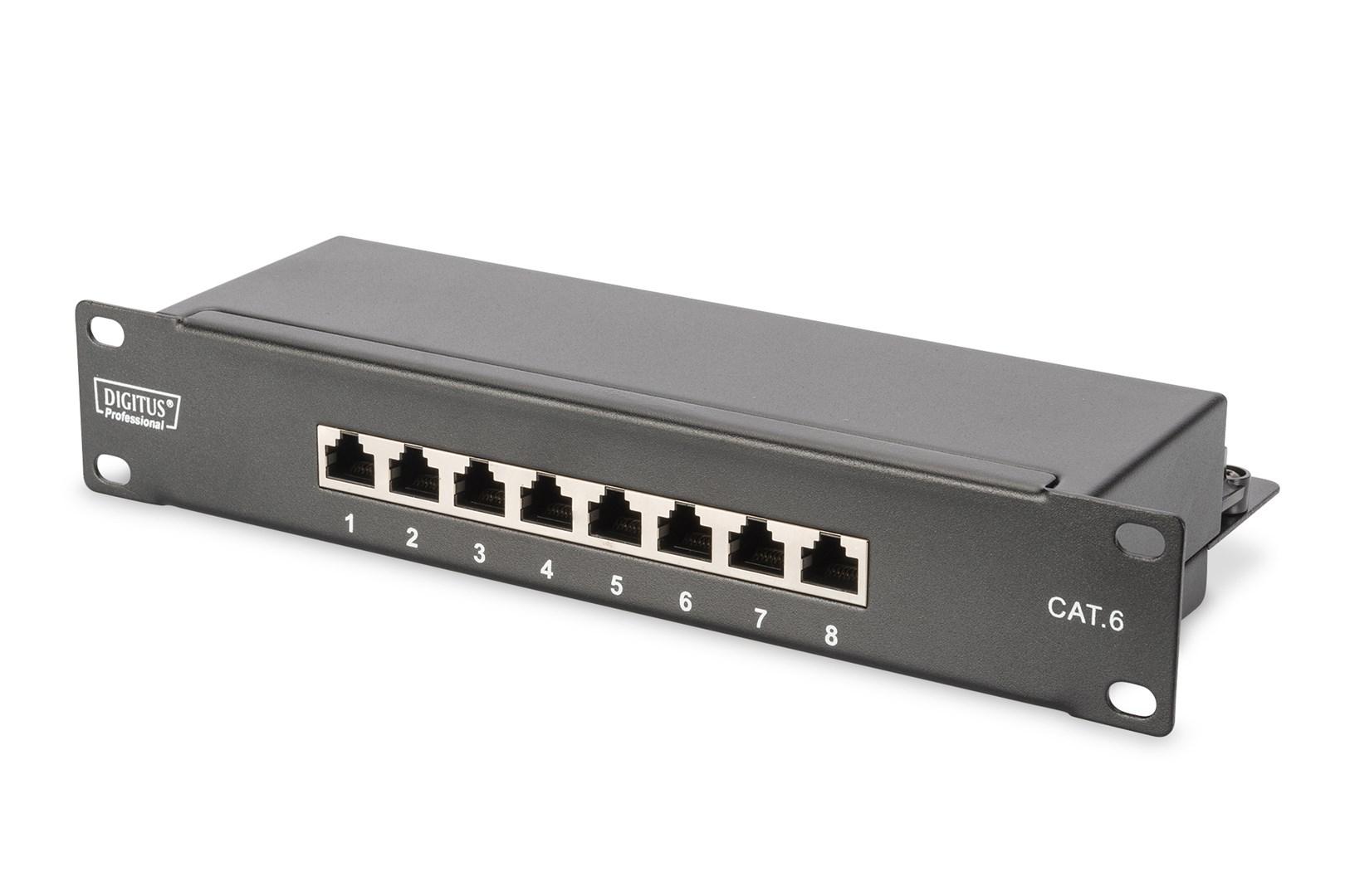 Netværksskab 6U væg – DIGITUS sæt med hylde og Cat.6 patchpanel