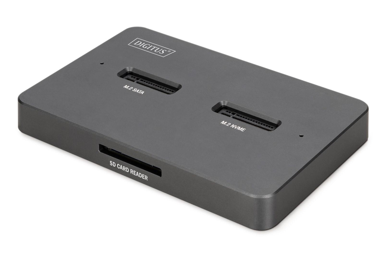 USB-C hub DIGITUS M.2 NVMe + M.2 SATA SSD dockingstation med SD Express-kortlæser