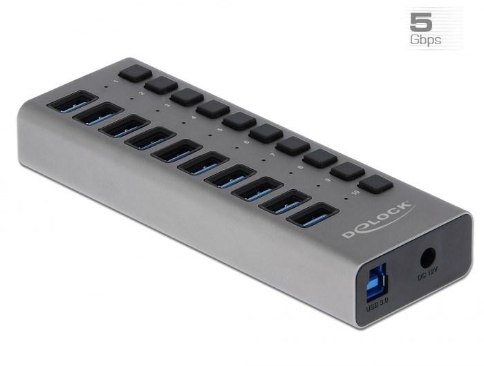 USB hub 10 porte 5 Gbps – DELOCK med individuelle kontakter billede