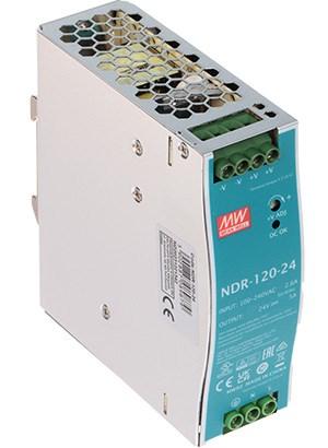 MEAN WELL NDR-120-24, 120 W, 90 - 264 V, Metallic, RoHS, 126 mm, 40 mm