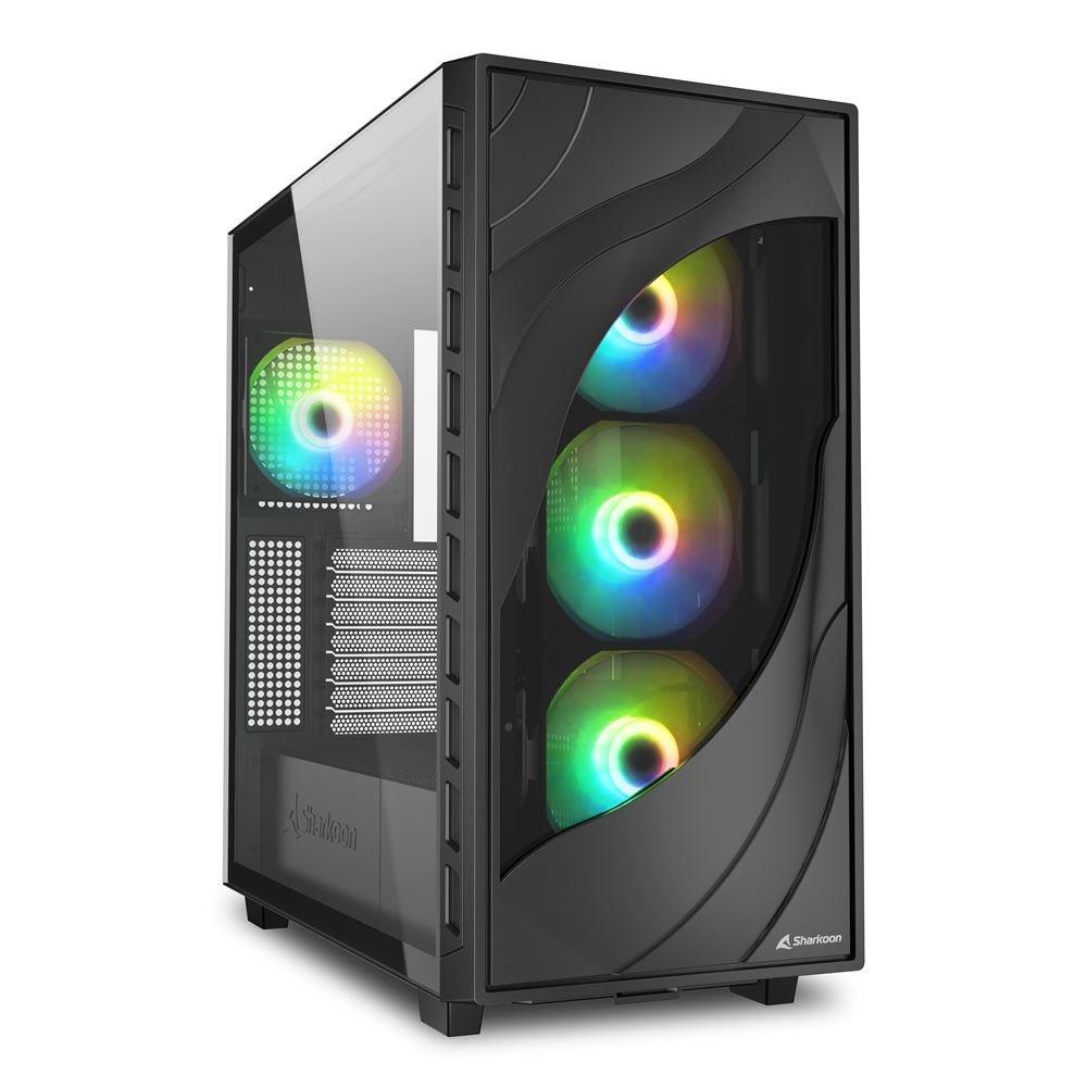 PC kabinet Sharkoon REBEL C80G RGB Midi Tower – sort billede