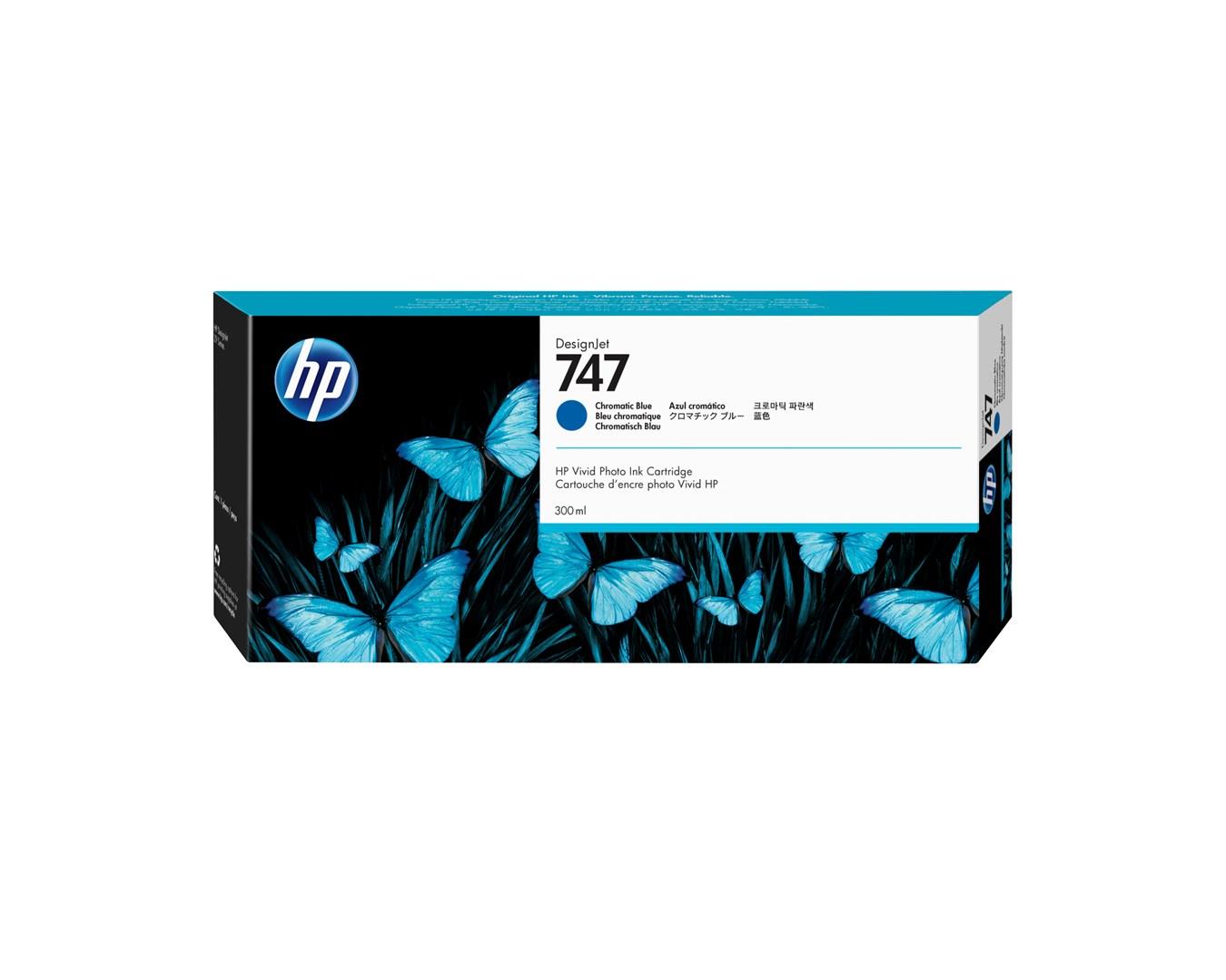 Blækpatron HP DesignJet 747, Chromatic Blue, 300 ml billede