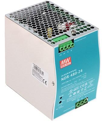 Strømforsyning til alarm – Mean Well NDR-480-24, 24 V DC