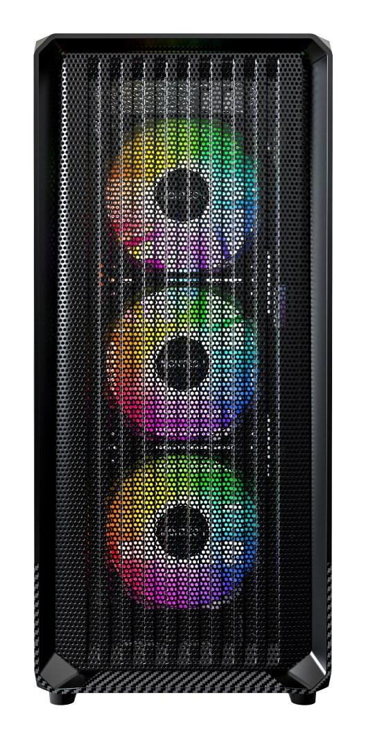 PC kabinet miditower mATX - Montech GEMT-057, uden PSU, sort, 5 blæsere RGB billede
