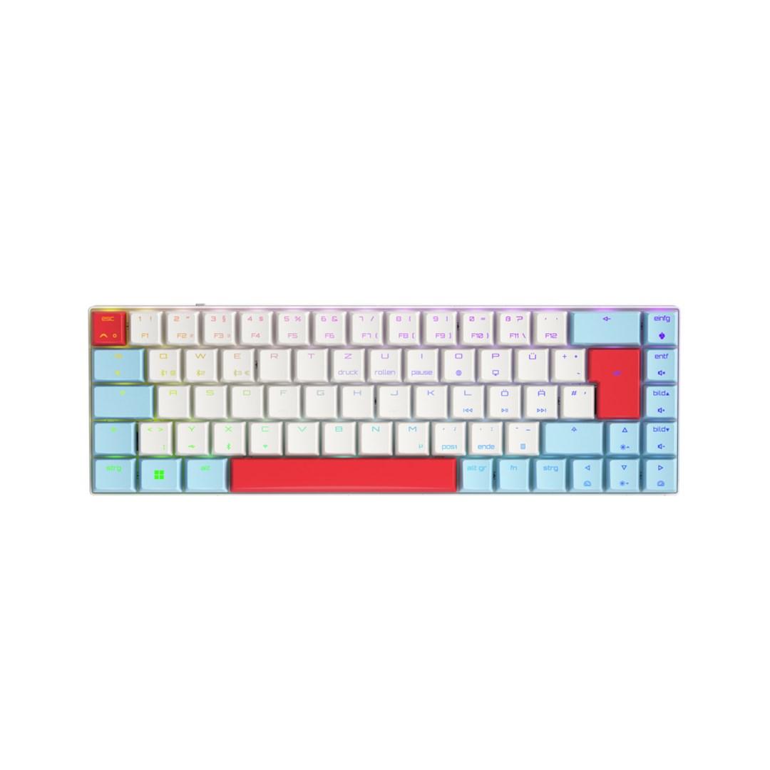 Tastatur gaming trådløst – Cherry MX-LP 2.1 Compact, RF + Bluetooth, QWERTZ tysk, hvid