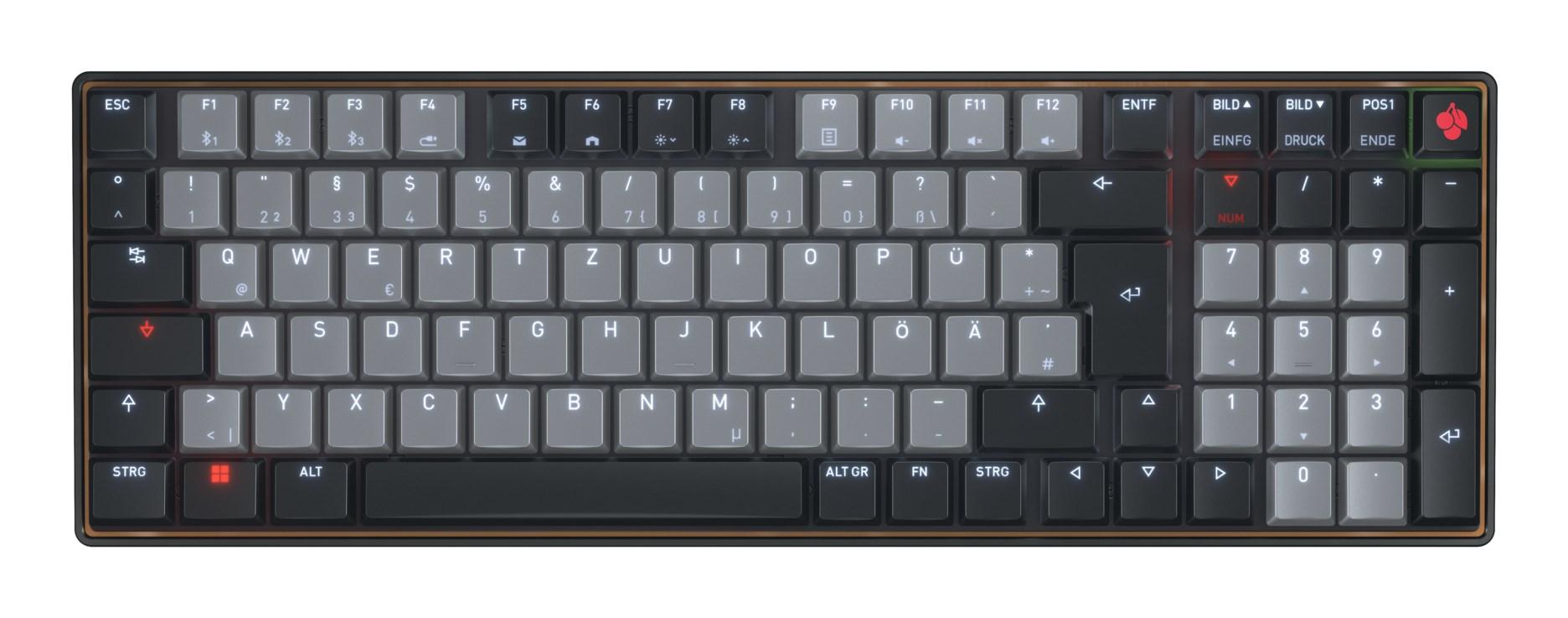 Tastatur Cherry KW 550 MX LP – mekanisk, USB + Bluetooth, QWERTZ (tysk), sort